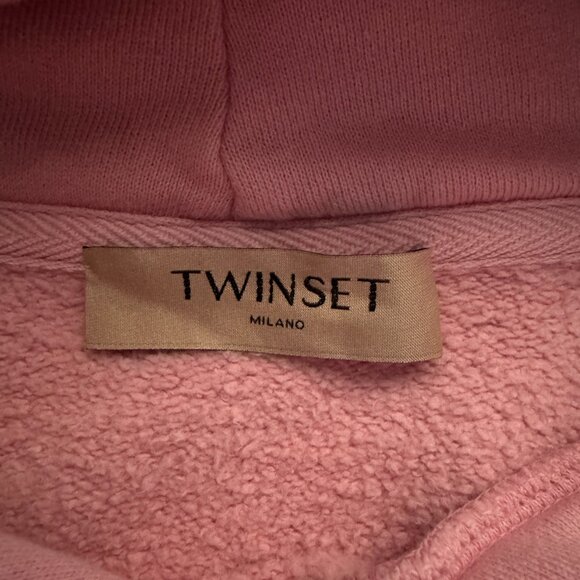 TWINSET MILANO Oversized  SWEATSHIRT FRINGE MIDI DRESS NWOT, SIZE S - Picture 9 of 11